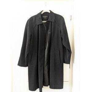 Gallery Petite Black Womens Overcoat PL Button Front